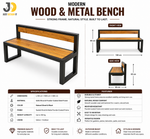 Load image into Gallery viewer, Modern Wood &amp; Metal Bench with Backrest