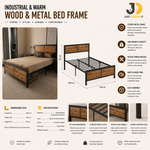 Load image into Gallery viewer, Industrial Wood &amp; Metal Bed Frame – Warm &amp; Sturdy Design