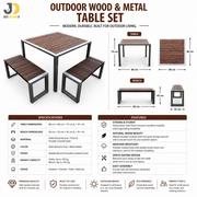 Outdoor Wooden & Metal Table Set