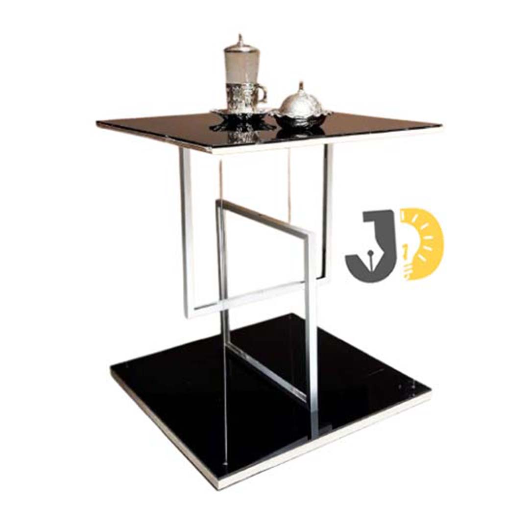 Modern tensegrity table with Black Glass and Metal Frame