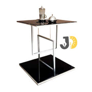 Modern tensegrity table with Black Glass and Metal Frame