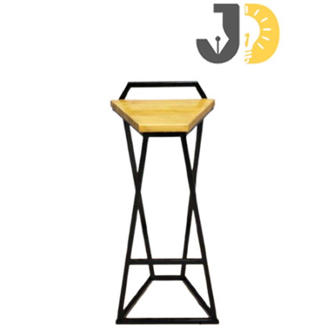 Triangle Wood & Metal Bar Stool